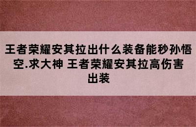 王者荣耀安其拉出什么装备能秒孙悟空.求大神 王者荣耀安其拉高伤害出装